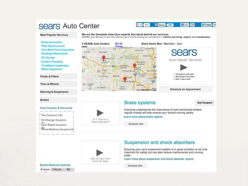 Sears Auto landing experience project