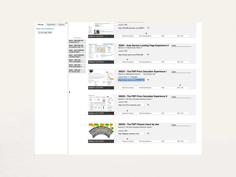 Sears Project tracking experience project